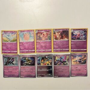 10 Rare Psychic Pokemon Trading Cards - All Reverse Holo, No duplicates